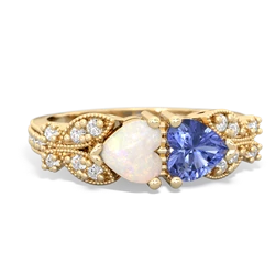 Opal Diamond Butterflies 14K Yellow Gold ring R5601