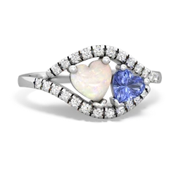 Opal Mother And Child 14K White Gold ring R3010