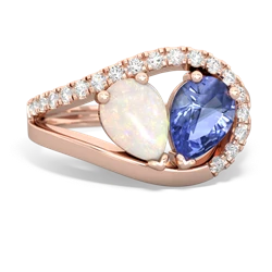 Opal Nestled Heart Keepsake 14K Rose Gold ring R5650