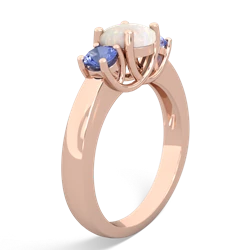 Opal Three Stone Round Trellis 14K Rose Gold ring R4018