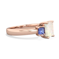 Opal Three Stone Emerald-Cut Trellis 14K Rose Gold ring R4021