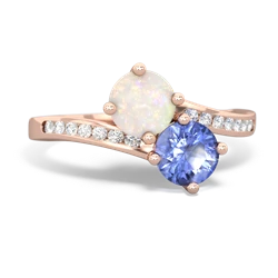 Opal Channel Set Two Stone 14K Rose Gold ring R5303