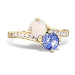 Opal Channel Set Two Stone 14K Yellow Gold ring R5303