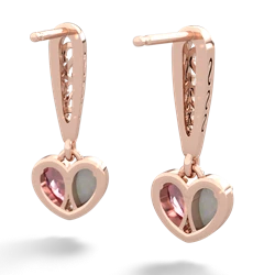 Opal Filligree Heart 14K Rose Gold earrings E5070