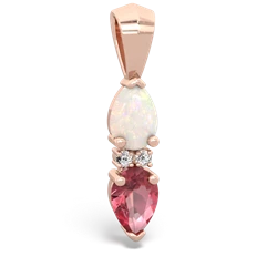 Opal Bowtie Drop 14K Rose Gold pendant P0865