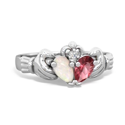 Opal 'Our Heart' Claddagh 14K White Gold ring R2388