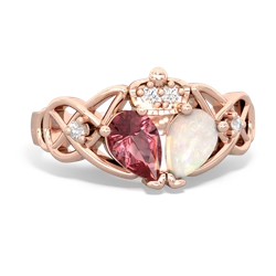 Opal 'One Heart' Celtic Knot Claddagh 14K Rose Gold ring R5322