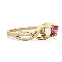 Opal Side By Side 14K Yellow Gold ring R3090