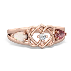 Opal Hearts Intertwined 14K Rose Gold ring R5880