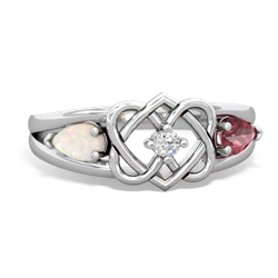 Opal Hearts Intertwined 14K White Gold ring R5880