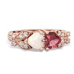 Opal Diamond Butterflies 14K Rose Gold ring R5601