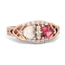 Opal Sparkling Celtic Knot 14K Rose Gold ring R2645