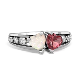 Opal Heart To Heart 14K White Gold ring R3342