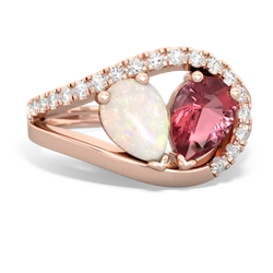 Opal Nestled Heart Keepsake 14K Rose Gold ring R5650