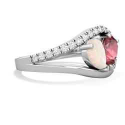 Opal Nestled Heart Keepsake 14K White Gold ring R5650