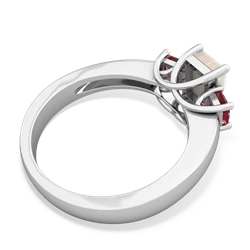 Opal Three Stone Emerald-Cut Trellis 14K White Gold ring R4021