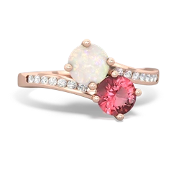 Opal Channel Set Two Stone 14K Rose Gold ring R5303