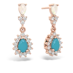 Opal Halo Pear Dangle 14K Rose Gold earrings E1882