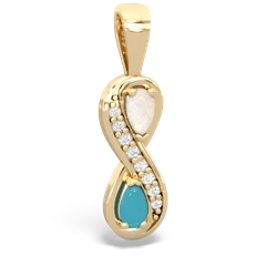 Opal Diamond Infinity 14K Yellow Gold pendant P5390