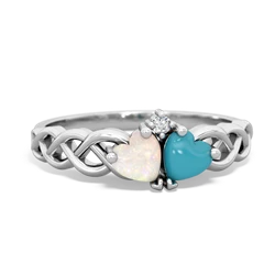 Opal Heart To Heart Braid 14K White Gold ring R5870