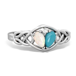 Opal Celtic Love Knot 14K White Gold ring R5420