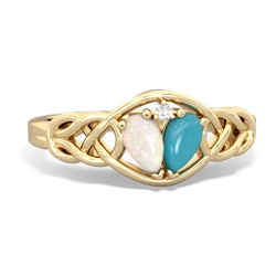 Opal Celtic Love Knot 14K Yellow Gold ring R5420