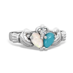 Opal 'Our Heart' Claddagh 14K White Gold ring R2388