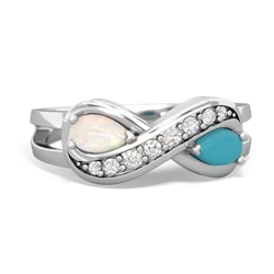 Opal Diamond Infinity 14K White Gold ring R5390