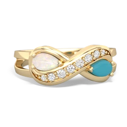 Opal Diamond Infinity 14K Yellow Gold ring R5390