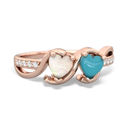 Opal Side By Side 14K Rose Gold ring R3090