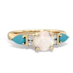 Opal 6Mm Round Eternal Embrace Engagement 14K Yellow Gold ring R2005