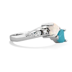 Opal Snuggling Hearts 14K White Gold ring R2178