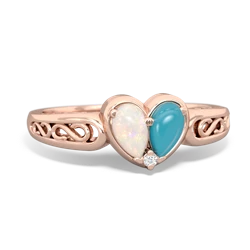 Opal Filligree 'One Heart' 14K Rose Gold ring R5070