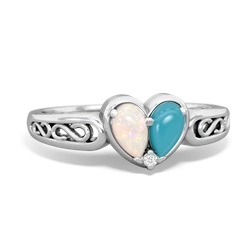 Opal Filligree 'One Heart' 14K White Gold ring R5070