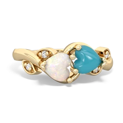 Opal Floral Elegance 14K Yellow Gold ring R5790