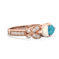 Opal Diamond Butterflies 14K Rose Gold ring R5601