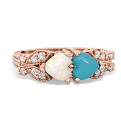 Opal Diamond Butterflies 14K Rose Gold ring R5601