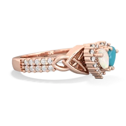 Opal Celtic Knot Two Hearts As One 14K Rose Gold ring R2644HRT