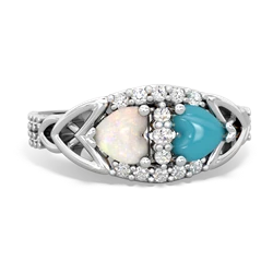 Opal Sparkling Celtic Knot 14K White Gold ring R2645