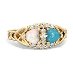 Opal Sparkling Celtic Knot 14K Yellow Gold ring R2645