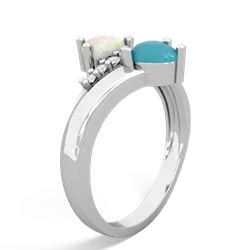 Opal Heart To Heart 14K White Gold ring R2064