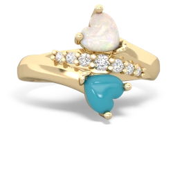 Opal Heart To Heart 14K Yellow Gold ring R2064