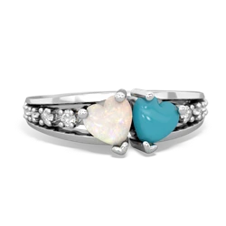 Opal Heart To Heart 14K White Gold ring R3342