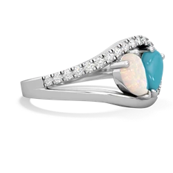 Opal Nestled Heart Keepsake 14K White Gold ring R5650