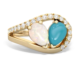 Opal Nestled Heart Keepsake 14K Yellow Gold ring R5650