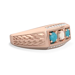 Opal Three Stone Tire Tread Men's 14K Rose Gold ring R0520