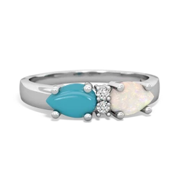 Opal Pear Bowtie 14K White Gold ring R0865