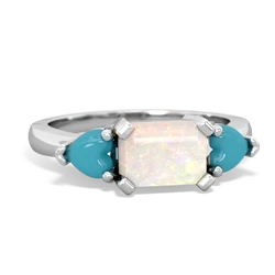 Opal Three Stone 14K White Gold ring R5235