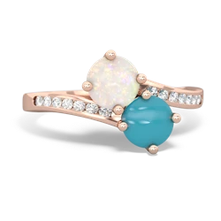 Opal Channel Set Two Stone 14K Rose Gold ring R5303