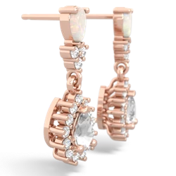 Opal Halo Pear Dangle 14K Rose Gold earrings E1882